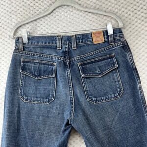 Express Y2K Straight Jeans Low Rise Flap Pocket Dark Wash Denim Women's Size 5/6